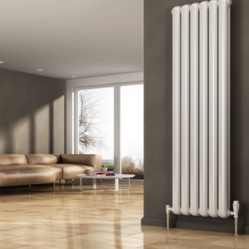 Tall radiator in living room 