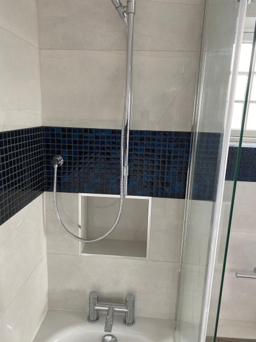 Blue and grey Shower tiles